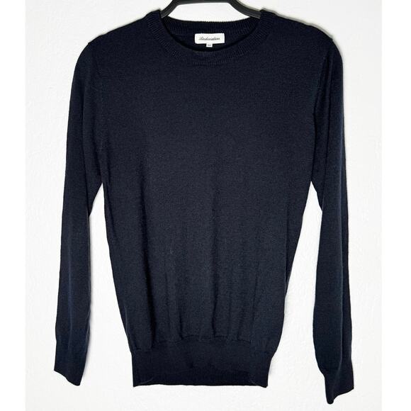 Restoration Women's Navy Crew Neck Sweater Lightweight Classic Preppy Academia - Picture 1 of 5
